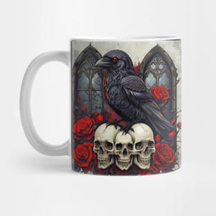 Raven's Gothic Elegy With Roses Mug